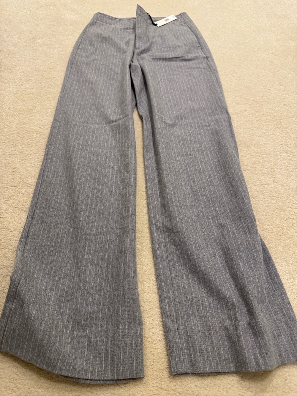 BR Grey Pinstripe Wool Pants